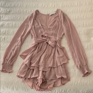 Elegant Blush Pink Wrap Dress